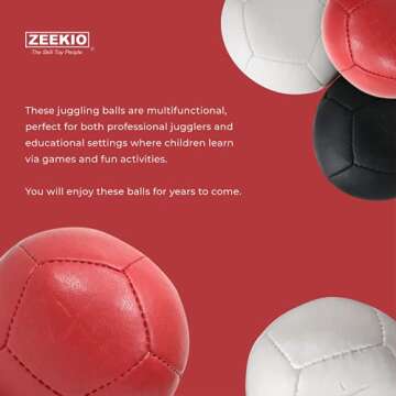 Zeekio - Josh Horton Pro Series Juggling Balls - Professional - for All Levels & Ages- Millet Filled - 12 Panel Synthetic Leather Ball Durable - 128 Grams 67mm Wide - Set of 3 Black