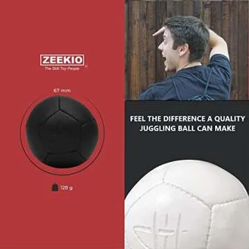Zeekio - Josh Horton Pro Series Juggling Balls - Professional - for All Levels & Ages- Millet Filled - 12 Panel Synthetic Leather Ball Durable - 128 Grams 67mm Wide - Set of 3 Black