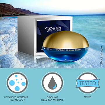 Premier Dead Sea sensitive skin moisture cream, anti aging face moisturizer – day and night – silky firming cream to smooth wrinkles and fine lines, face cream 2.04 Fl. Oz
