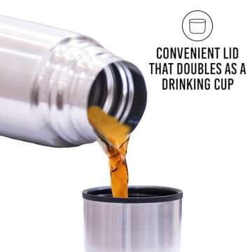 Best Stainless Steel Coffee Thermo | BPA Free & Triple Wall Insulated | Hot Water & Cold Drinks for Hours | Perfect for Biking, Backpack, Camping, Office | Fits Most Car Cupholders (500 ML)