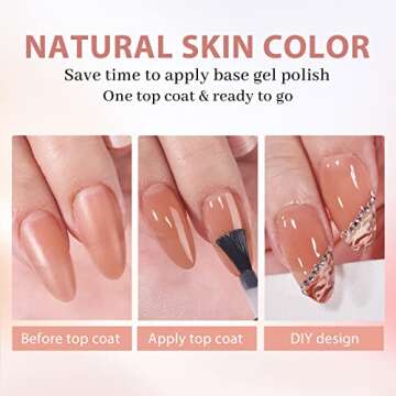 BTArtbox Press On Nails Medium - Soft Gel Nail Tips Almond XCOATTIPS Natural with Base Color, Strong...