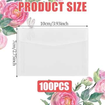Molain 100 Pcs Transparent Envelopes, 3.93x2.75 Inch Small Christmas Envelopes with Clear Window for...