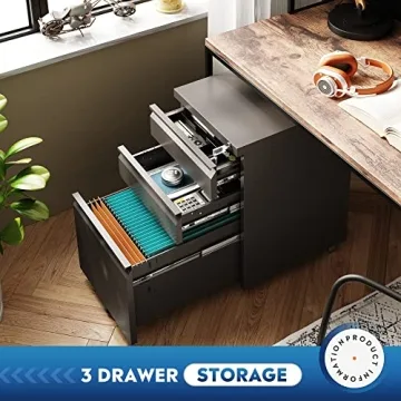 DEVAISE Mobile 3 Drawer Lockable File Cabinet for Home