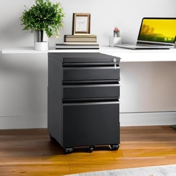 DEVAISE Mobile 3 Drawer Lockable File Cabinet for Home