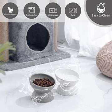 AOMRYOM Raised Cat Food Bowl, Ceramic Elevated Tilted Cat Bowls for Food and Water, Pet Bowl Dish Se...