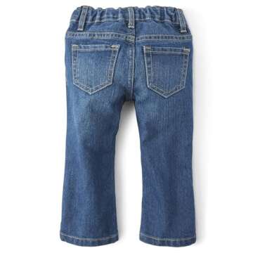 The Children's Place Baby Girls and Toddler Girls Basic Bootcut Jeans, Indigo Stone, 6-9 MONTHS