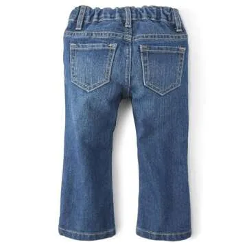 The Children's Place Baby Girls and Toddler Girls Basic Bootcut Jeans, Indigo Stone, 6-9 MONTHS