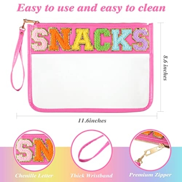 Stylish Chenille Letter Clear Zipper Pouches for Travel