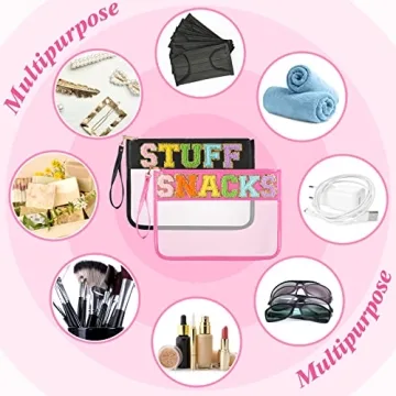 Stylish Chenille Letter Clear Zipper Pouches for Travel