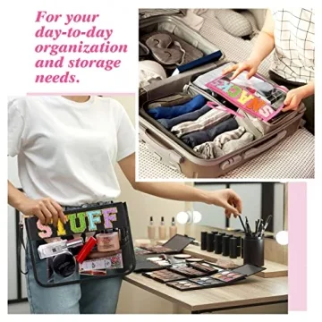 Stylish Chenille Letter Clear Zipper Pouches for Travel