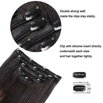 5 Pieces 12" Remy Clip in Hair Extensions Human Hair - Natural Black to Chestnut Brown Highlight Black Ombre Silky Straight Short Thick Real Hair Extensions for Women (12 inches, (1BT6) P1B, 60grams)