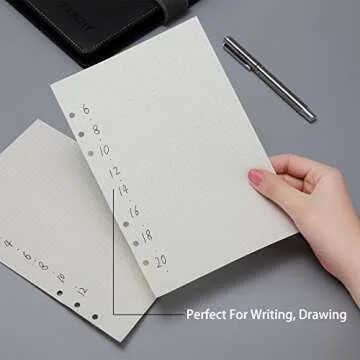 A5 Refills Dotted,VASCHY 135 Sheet/270Page A5 6-Holes Acid Free 100GSM Refill Paper for Journal Refillable Notebooks Diaries