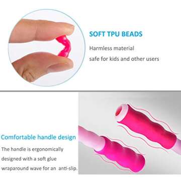 Zeanla Kids Jump Rope, Soft Beaded Adjustable Fitness Jump Rope for Kids Women Boys Girls Keeping Fit, Workout and Weight Loss - 9 Feet (Pink)