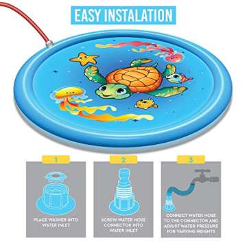 Upgraded Splash Pad - 67 Inches- Sprinkler for Kids and Toddlers - Non-Slip Splash Pads for Dogs - L...