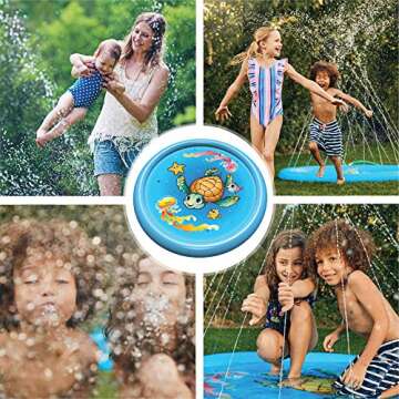 Upgraded Splash Pad - 67 Inches- Sprinkler for Kids and Toddlers - Non-Slip Splash Pads for Dogs - Large Inflatable Sprinkler Play Mat - Outdoor Swimming Pool Water Toys Fun for Infants, Boys, Girls