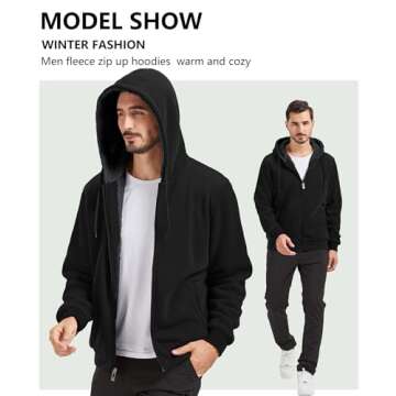 GEEK LIGHTING Men's Heavyweight Fleece Hoodie - Full Zip Sherpa