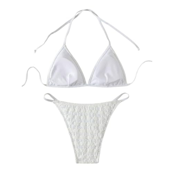 SHENHE Women's Sexy Tie Back Halter Bikini Set for Beach & Pool