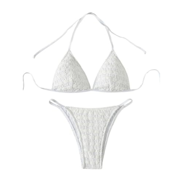 SHENHE Women's Sexy Tie Back Halter Bikini Set for Beach & Pool
