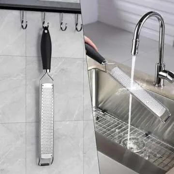 Rainspire Upgraded Zester Grater with Cover Lemon Zester Cheese Grater for Kitchen Stainless Steel, Parmesan Cheese Garlic Nutmeg Chocolate Fruits Vegetables Ginger Grater, Kitchen Gifts, Fine, Black