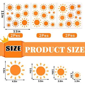 66 Pieces Sun Wall Decals Sunshine Boho Wall Art Decal Nursery Bedroom Decorations Wall Decor Sticke...