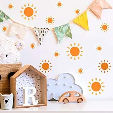 66 Sun Wall Decals for Kids Room Modern Decor Removable Stickers