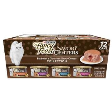 Purina Fancy Feast Pate Wet Cat Food Variety Pack, Savory Centers Pate With a Gravy Center - (2 Pack...