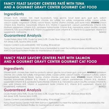 Purina Fancy Feast Pate Wet Cat Food Variety Pack, Savory Centers Pate With a Gravy Center - (2 Packs of 12) 3 oz. Pull-Top Cans