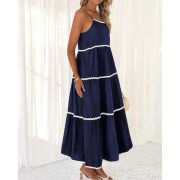 Stylish BTFBM Boho Summer Dress with Pockets and Straps