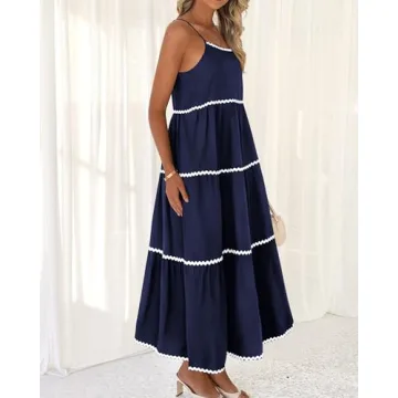Stylish BTFBM Boho Summer Dress with Pockets and Straps