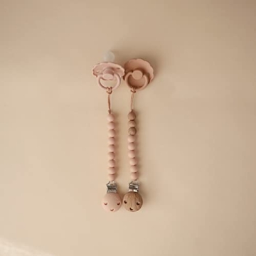 Mushie Silicone Baby Pacifier Clip BPA Free Hera Blush
