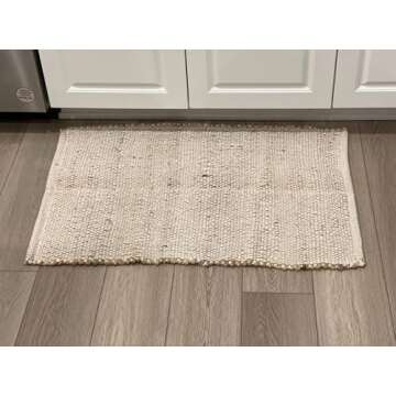 S & L Homes Jute Cotton Hand Woven Natural Farmhouse Area Rug for Living Room Bedroom Kitchen Hallwa...