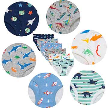Slenily Boys Space Underwear Toddler Kids Dinosaurs Briefs Soft Cotton Rocket Panties (Pack of 6) Si...