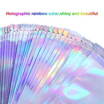 100 Pieces Resealable Odor Proof Bags Foil Pouch Bags Holographic Packaging Bags Foil Storage Bag for Food Storage(Holographic Color, 8 x 10 Inches)