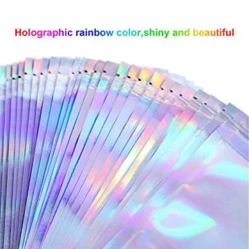 100 Pieces Resealable Odor Proof Bags Foil Pouch Bags Holographic Packaging Bags Foil Storage Bag for Food Storage(Holographic Color, 8 x 10 Inches)