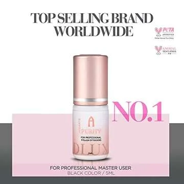 DLUX PROFESSIONAL Eyelash Extension Glue for Professionals - 8 Weeks Retention, 0.5 Sec Drying Time, Latex Free Semi Permanent Individual & Volume Lash Extension Glue