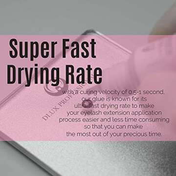 DLUX PROFESSIONAL Eyelash Extension Glue for Professionals - 8 Weeks Retention, 0.5 Sec Drying Time, Latex Free Semi Permanent Individual & Volume Lash Extension Glue