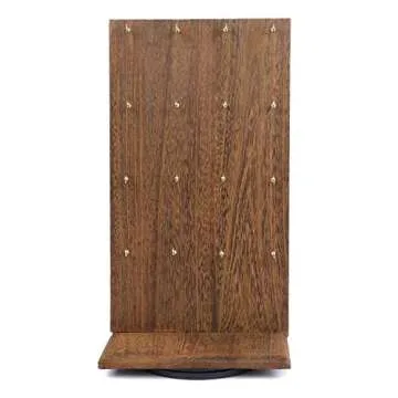 Elegant Wooden Rotating Jewelry Display Stand - 32 Hooks