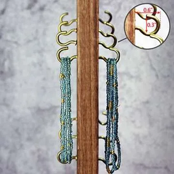 Elegant Wooden Rotating Jewelry Display Stand - 32 Hooks