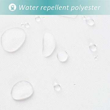 Mrs Awesome Water-Repellent Fabric Shower Curtain or Liner with 9 Handy Mesh Pockets, Premium Thick Cloth & Opaque, Washable, 71 x 72 inches, Rust Proof Grommets, White