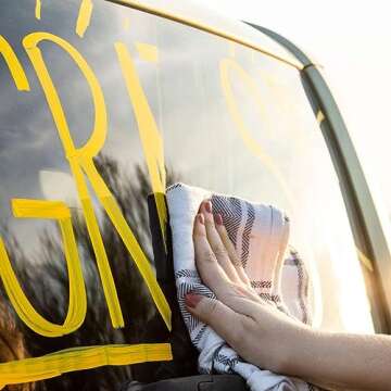 Glass Pen Window Marker: Liquid Chalk Markers for Glass, Car Marker or Mirror Pen with Washable Paint - Car Windows, Storefront Window, Wedding, Parade, Party & Holiday Decorations (5 Pens - Fine Tip)