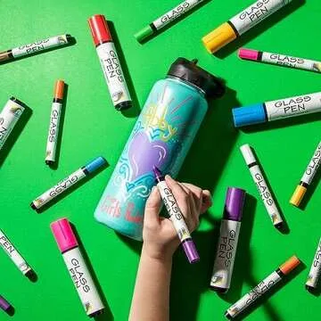 Glass Pen Window Marker: Liquid Chalk Markers for Glass, Car Marker or Mirror Pen with Washable Paint - Car Windows, Storefront Window, Wedding, Parade, Party & Holiday Decorations (5 Pens - Fine Tip)