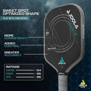 JOOLA Ben Johns Perseus Pickleball Paddle with Charged Surface Technology for Increased Power & Feel - Fully Encased Carbon Fiber w/Larger Sweet Spot - USAPA Approved. 16mm Core