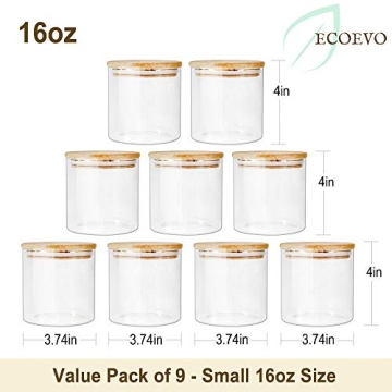 EcoEvo Glass Canisters with Bamboo Lids - 9 Pack