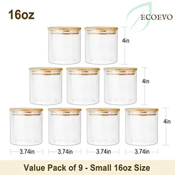 EcoEvo Glass Canisters with Bamboo Lids - 9 Pack