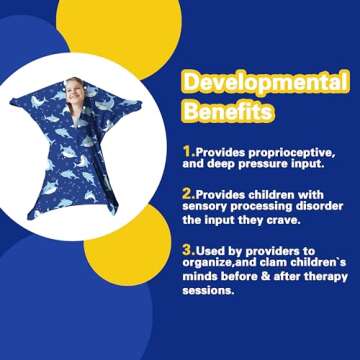 Shark Dynamic Movement Stretchy Sensory Body Socks - Stretchable Sensory Sack to Help Kids Relax and...