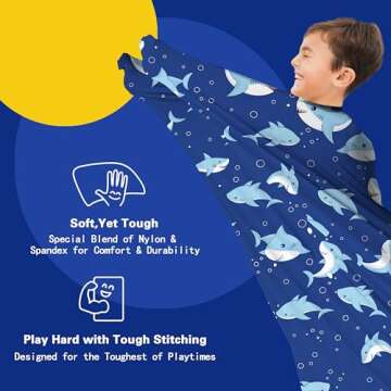 Shark Dynamic Movement Stretchy Sensory Body Socks - Stretchable Sensory Sack to Help Kids Relax and Focus - ADHD and Improve Sensory Full Body Sock for Kids (Large)