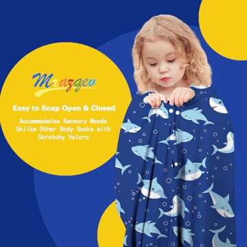 Shark Dynamic Movement Stretchy Sensory Body Socks - Stretchable Sensory Sack to Help Kids Relax and Focus - ADHD and Improve Sensory Full Body Sock for Kids (Large)