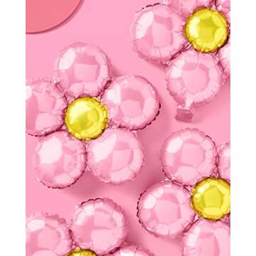 xo, Fetti Light Pink Flower Balloon Set - 4 pc | Groovy Birthday Decorations, Bachelorette, 70s Party Decorations, Baby Shower, Wedding, Photo Booth