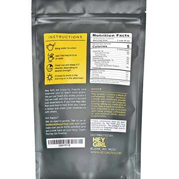 Hey Girl Energize Tea - Herbal Energy Tea Blend with Yerba Mate, Oolong, Ginger, & Green Tea - Morni...
