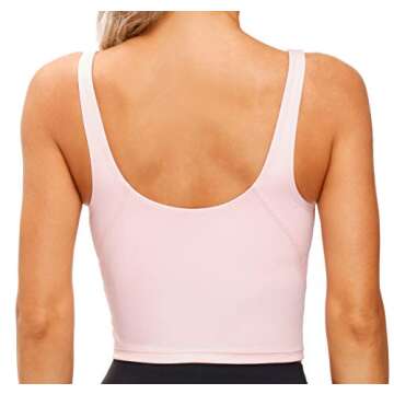 Women’s Longline Sports Bra Wirefree Padded Medium Support Yoga Bras Gym Running Workout Tank Tops (Pink, Medium)